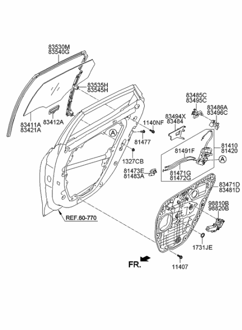 2013 Hyundai Azera Latch Assembly-Rear Door,LH Diagram for 81410-3V000