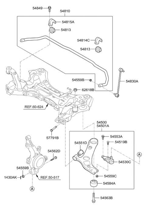 2012 Hyundai Azera Front Suspension Control Arm Diagram