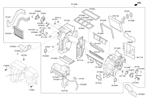 2000 Hyundai Sonata Bracket-Evaporator Core Tube Diagram for 97188-2D000