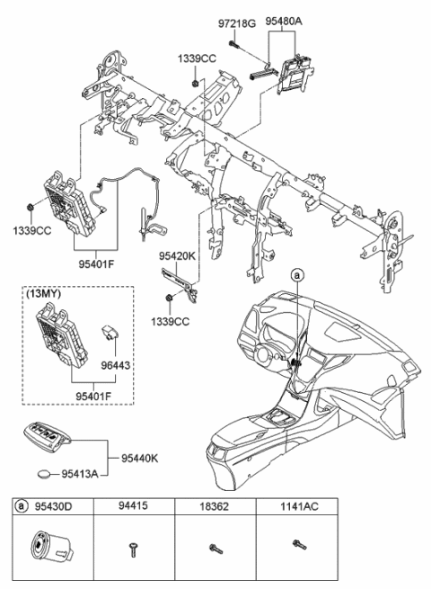 2013 Hyundai Azera Smart Key Fob Diagram for 95440-3V021