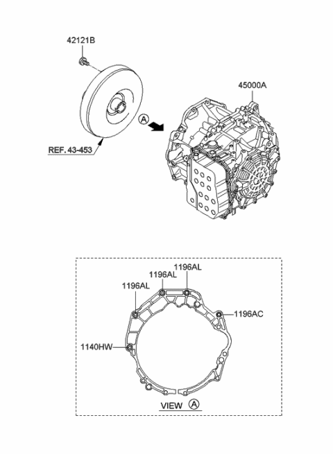 2011 Hyundai Azera Ata & Torque Converter Assembly Diagram for 45000-3BGP0