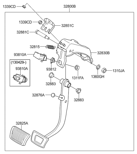 2012 Hyundai Azera Brake & Clutch Pedal Diagram