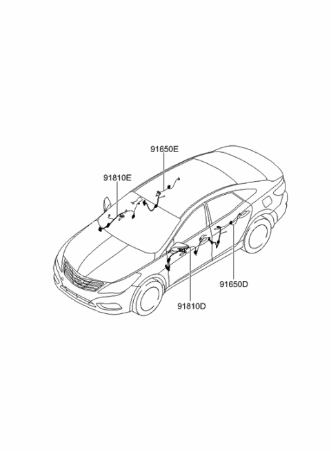 2012 Hyundai Azera Wiring Assembly-Rear Door LH Diagram for 91650-3V130