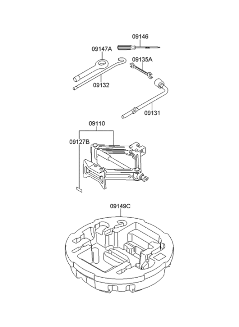 2001 Hyundai Sonata Jack Assembly Diagram for 09110-3K000