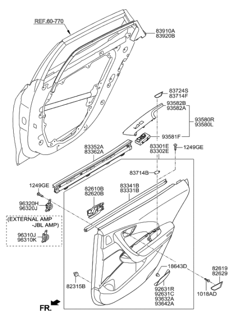 2013 Hyundai Azera Panel Assembly-Rear Door Trim,RH Diagram for 83306-3VBH1-YDA