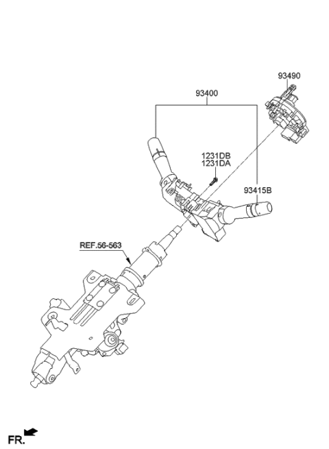 2014 Hyundai Azera Switch Assembly-Multifunction Diagram for 93400-3V801