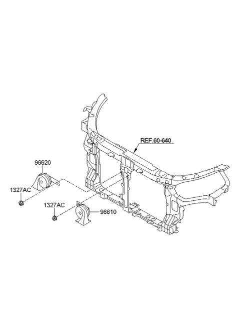 2014 Hyundai Azera Horn Assembly-High Pitch Diagram for 96620-3V000