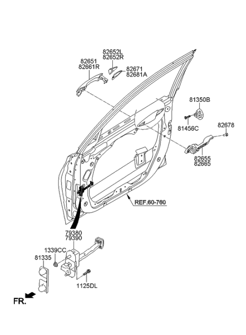 2013 Hyundai Azera Outside Exterior Door Handle Left Diagram for 82651-3V020-NN7