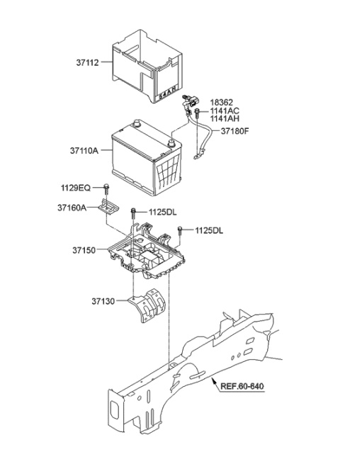 2000 Hyundai Sonata Tray Assembly-Battery Diagram for 37150-3V000