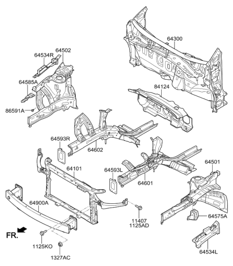 2019 Hyundai Ioniq Member Assembly-Front Side,LH Diagram for 64601-G7000