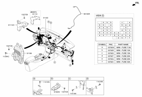 2023 Hyundai Elantra N Instrument Panel Junction Box Assembly Diagram for 91950-G7531