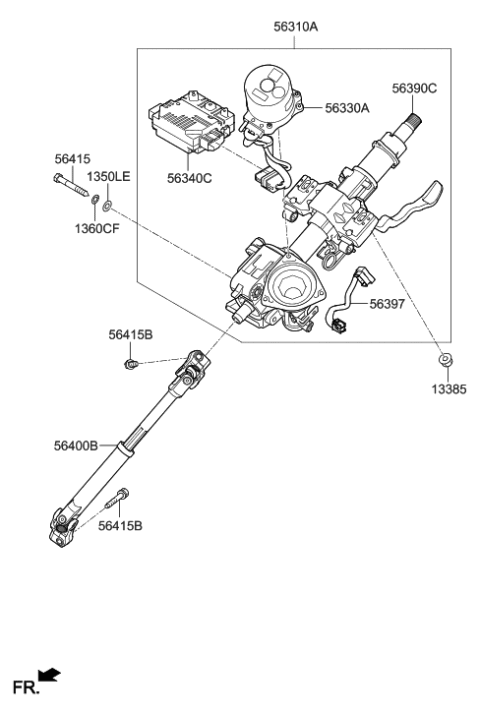 1998 Hyundai Accent Column Assembly-Steering Diagram for 56310-G7501