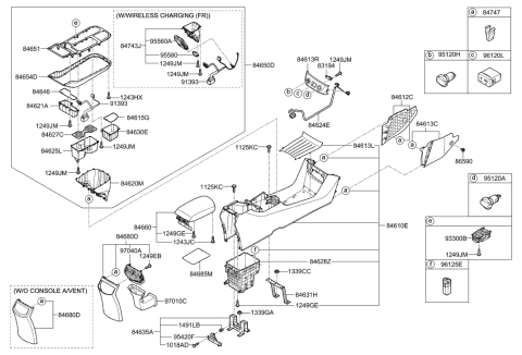 2017 Hyundai Ioniq Mat-Console Storage Box Diagram for 84680-G7100-T9Y