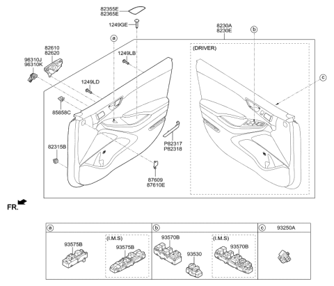 2006 Hyundai Entourage Power Window Main Switch Assembly Diagram for 93570-G2010-4X