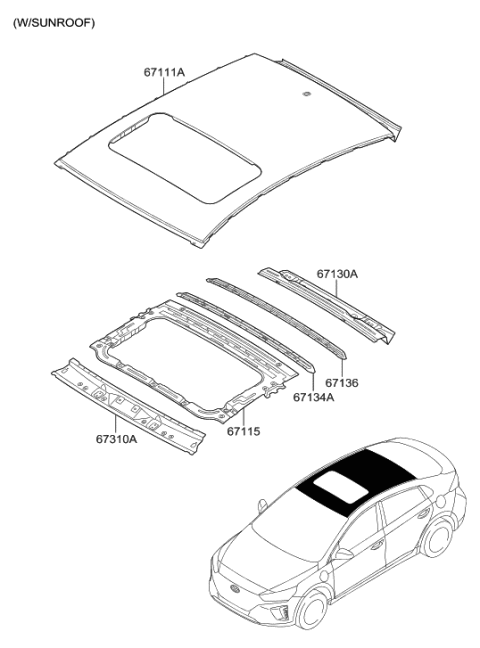 2019 Hyundai Ioniq Roof Panel Diagram 2