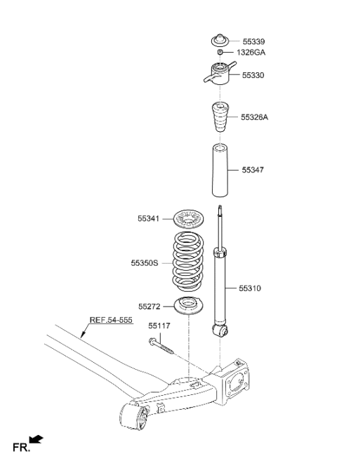 2017 Hyundai Ioniq Rear Shock Absorber Assembly Diagram for 55310-G7000