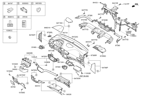 2019 Hyundai Ioniq Panel Assembly-Cluster Facia,Upper Diagram for 84835-G2000-T9Y