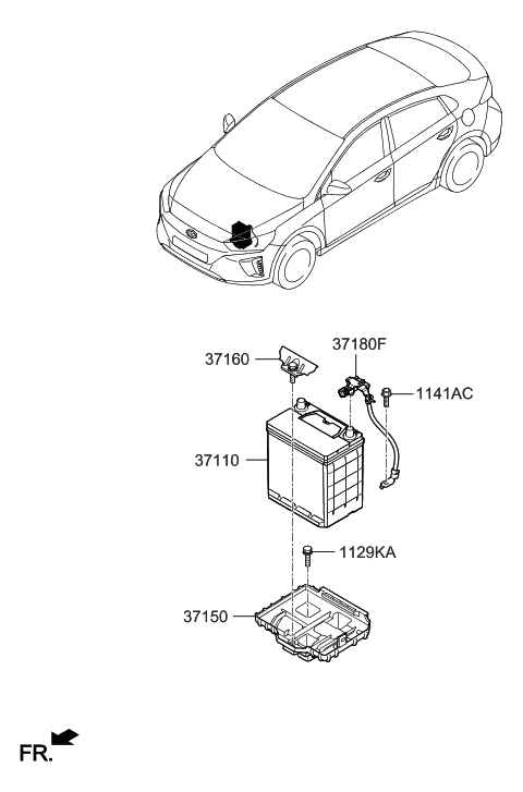 2018 Hyundai Ioniq Battery & Cable Diagram