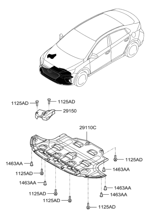 2019 Hyundai Ioniq Under Cover Diagram