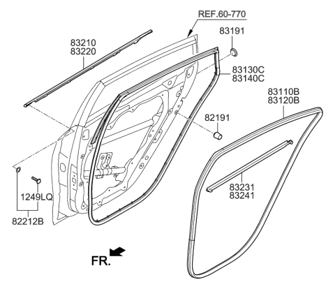 2018 Hyundai Ioniq Electric Rear Door Moulding Diagram