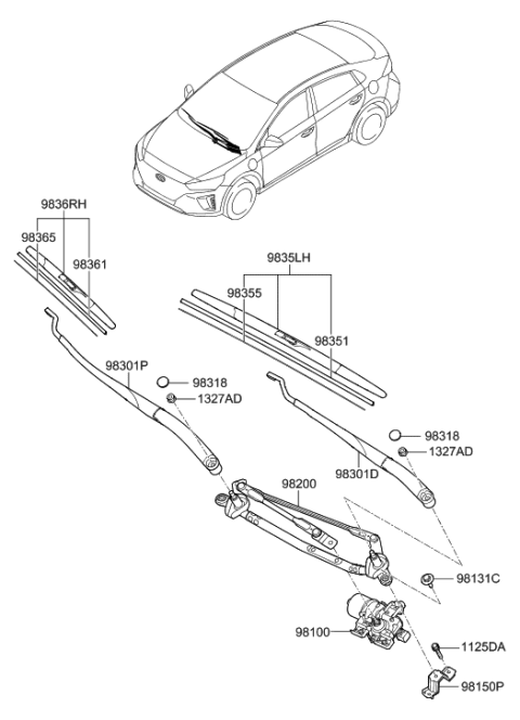 2019 Hyundai Ioniq Windshield Wiper Diagram