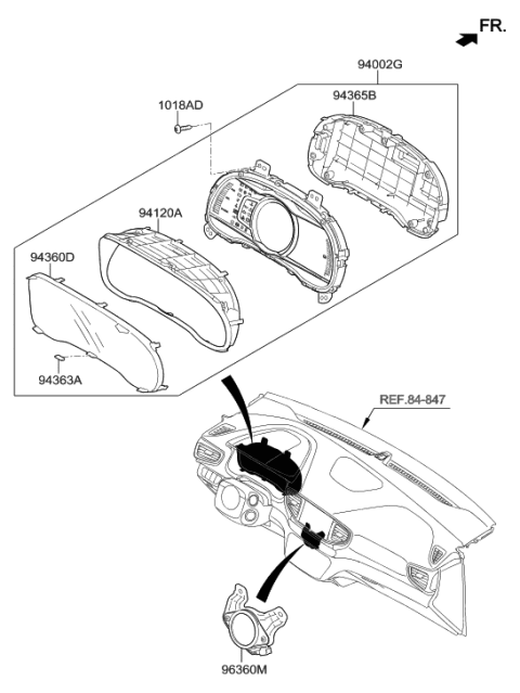 2017 Hyundai Ioniq Cluster Assembly-Instrument Diagram for 94001-G7200