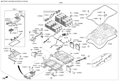 1998 Hyundai Accent Battery Module Assembly-Type D Diagram for 375J4-G7050