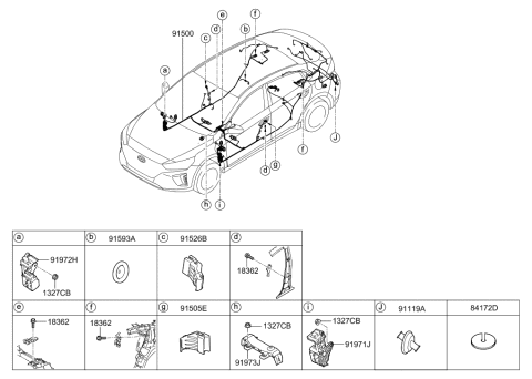 2018 Hyundai Ioniq Wiring Assembly-Floor Diagram for 91501-G7050