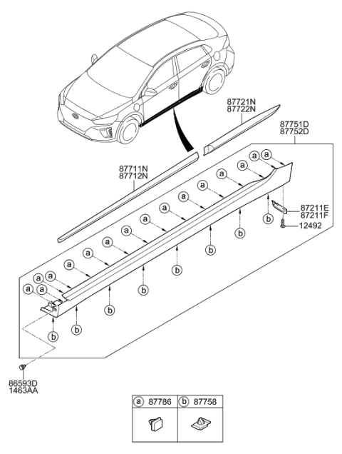 2017 Hyundai Ioniq Body Side Moulding Diagram