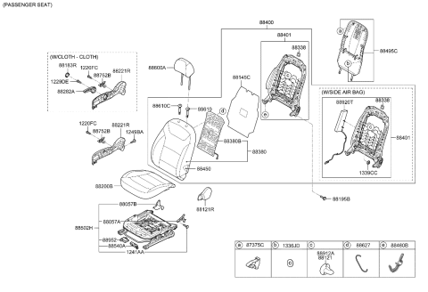 2017 Hyundai Ioniq Front Right-Hand Seat Back Covering Assembly Diagram for 88460-G7230-SHU