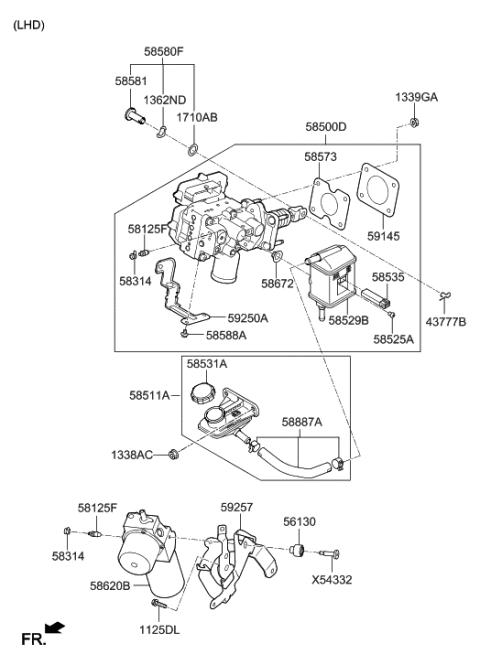 2017 Hyundai Ioniq Brake Master Cylinder & Booster Diagram