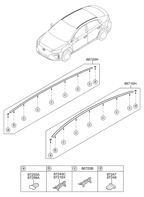 2019 Hyundai Ioniq Electric Roof Garnish & Rear Spoiler Diagram 1