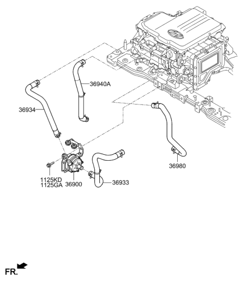 2019 Hyundai Ioniq Hose Assembly-LDC To Inverter Diagram for 36950-0E500