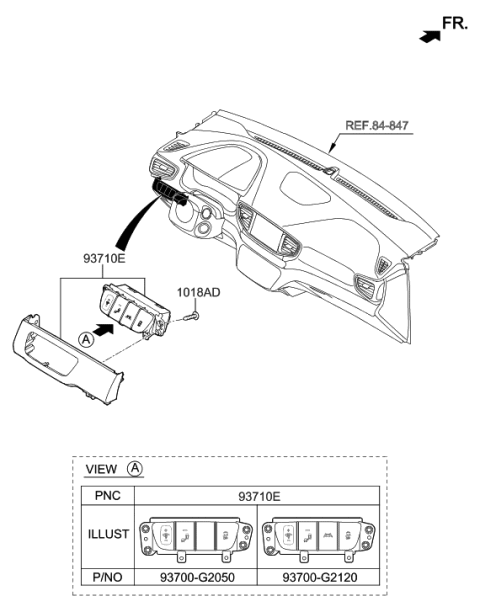 2017 Hyundai Ioniq SWITCH ASSY-SIDE CRASH PAD Diagram for 93700-G2140-T9Y