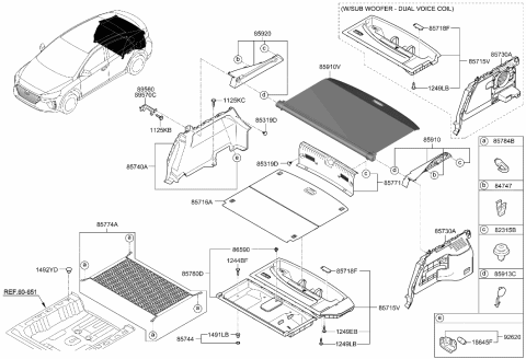 2017 Hyundai Ioniq Trim Assembly-Luggage Side RH Diagram for 85740-G7000-T9Y