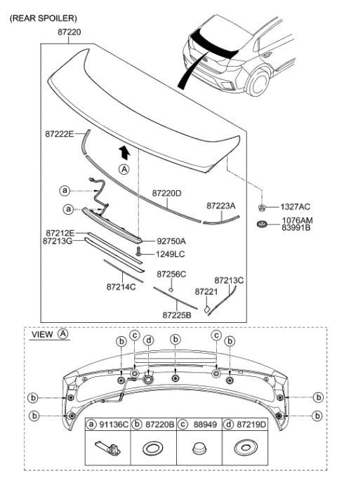 2019 Hyundai Ioniq Electric Roof Garnish & Rear Spoiler Diagram 2