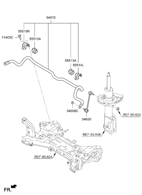 2018 Hyundai Ioniq Bar Assembly-Front Stabilizer Diagram for 54810-G7000