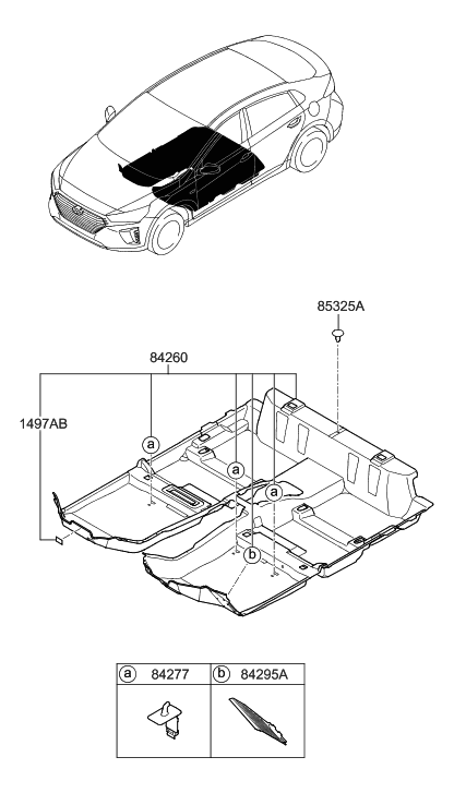 2017 Hyundai Ioniq Carpet Assembly-Floor Diagram for 84260-G7501-T9Y