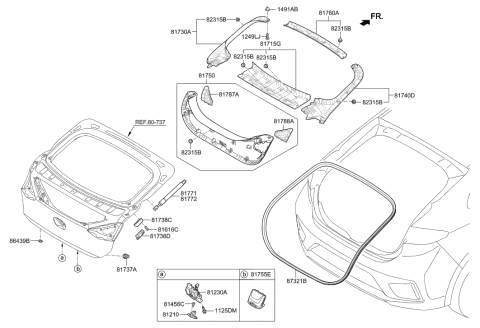 2018 Hyundai Ioniq Electric Tail Gate Trim Diagram