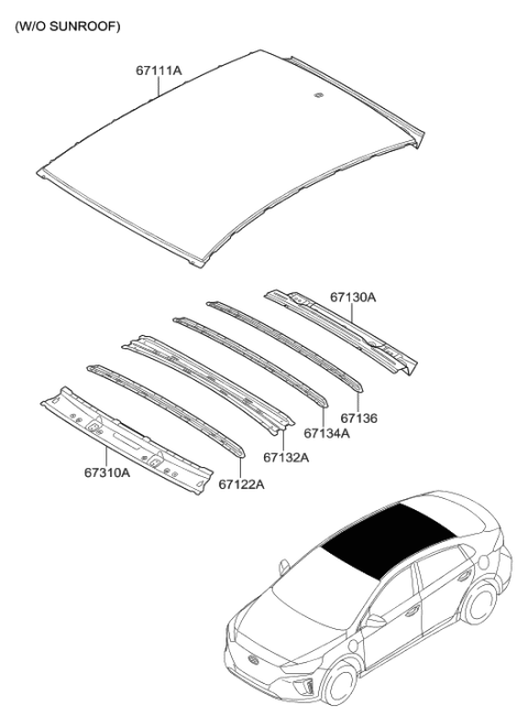 2018 Hyundai Ioniq Electric Roof Panel Diagram 1