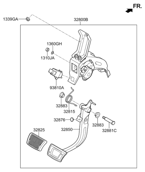 1998 Hyundai Accent Pedal Assembly-Brake Diagram for 32800-G2100