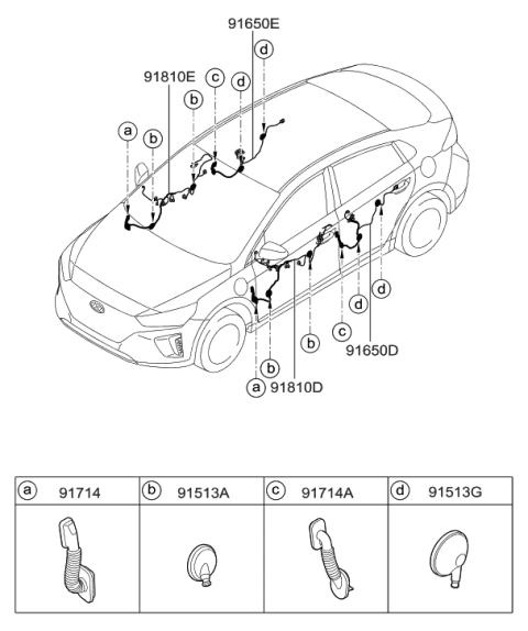 2017 Hyundai Ioniq Wiring Assembly-Front Door(Driver) Diagram for 91600-G7010