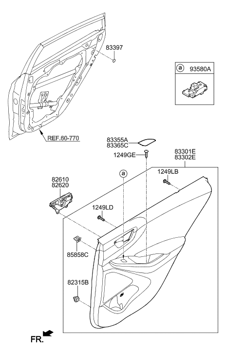 1998 Hyundai Accent Rear Power Window Sub Switch Assembly, Left Diagram for 93580-G2010-4X