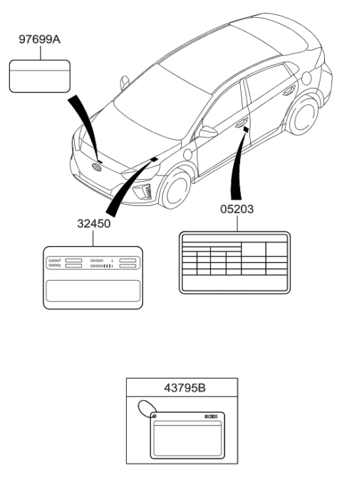 2018 Hyundai Ioniq Label-Refrigerant Diagram for 97699-G7500