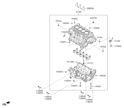 2019 Hyundai Ioniq Block Assembly-Cylinder Diagram for 3B033-03U00