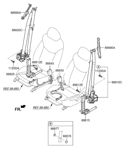 2017 Hyundai Ioniq Hybrid Front Seat Belt Diagram