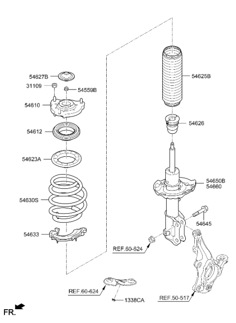 2019 Hyundai Ioniq Strut Assembly, Front, Left Diagram for 54651-G2700