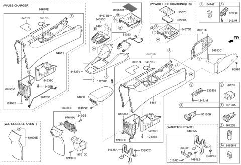 2022 Hyundai Elantra N CONSOLE ASSY-FLOOR Diagram for 84610-G2000-T9Y