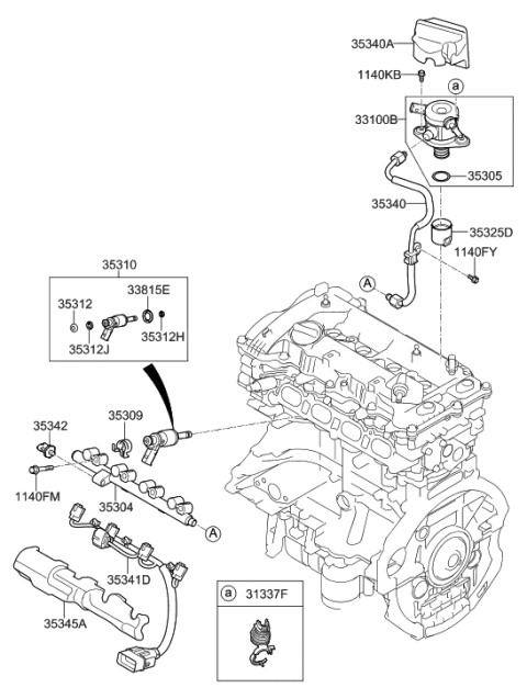 2017 Hyundai Ioniq Hybrid Throttle Body & Injector Diagram