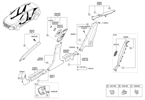 2019 Hyundai Ioniq Interior Side Trim Diagram